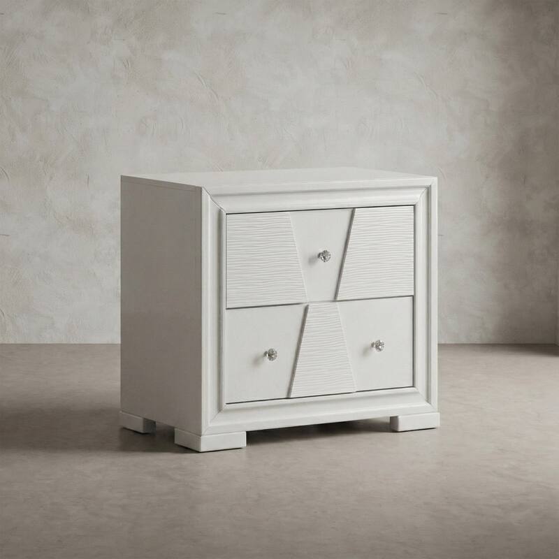 Furniture of America Watella Modern White Solid Wood 2-Drawer Nightstand - White