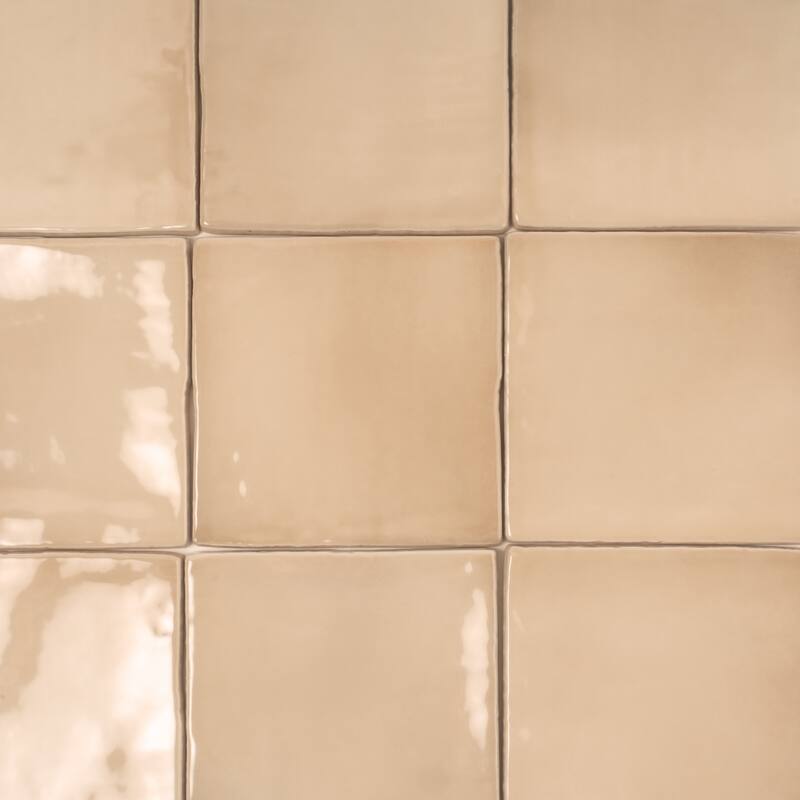 Apollo tile 4" x 4" Silken Glossy Beige Ceramic Tile (6.48 sq ft/case) - 60 Pack