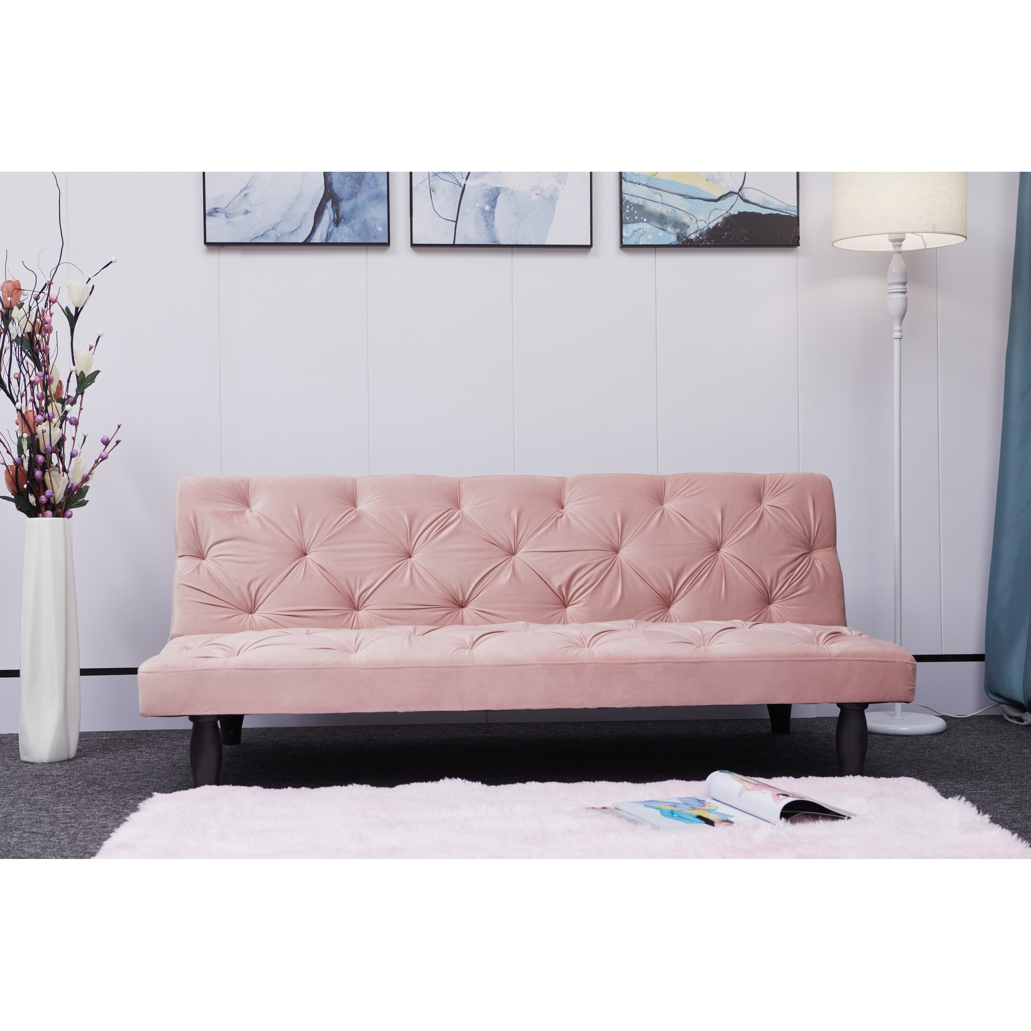 Blush pink futon sales