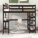 preview thumbnail 2 of 20, Twin Size Wooden Loft Bed with Desk, Ladder, and Shelves