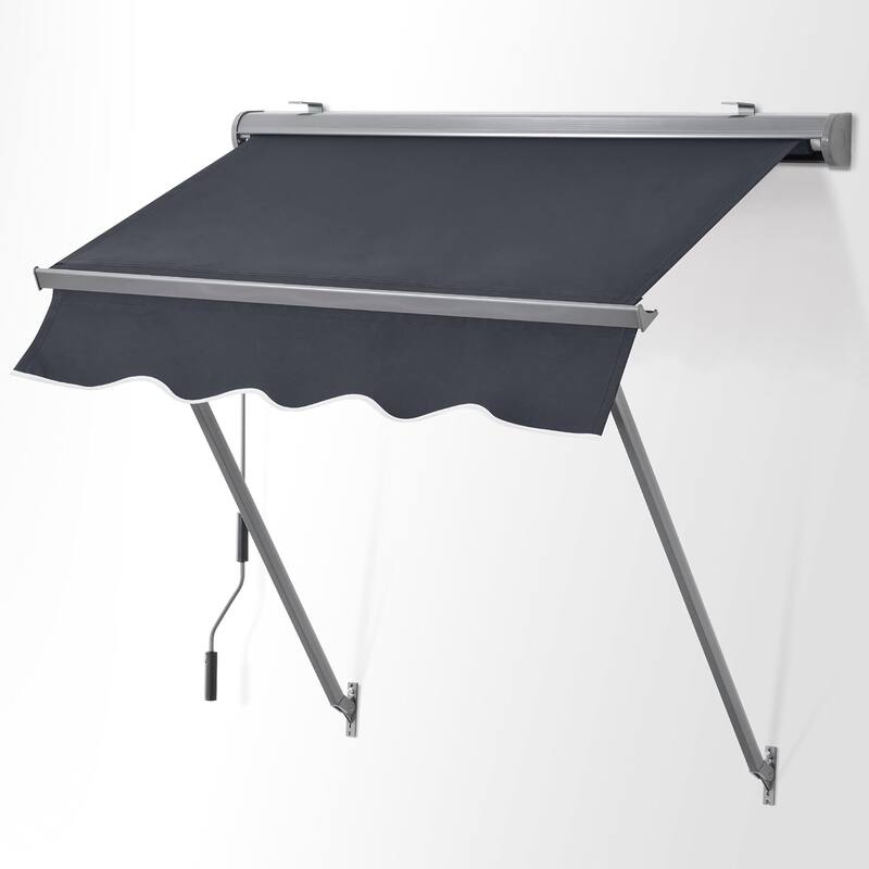 MCombo Patio Window Awnings 65''x80'', Fully Assembled Manual Retractable Sunshade Canopy