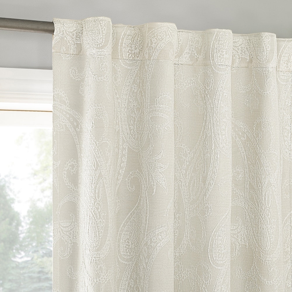 Sun Zero Pedra Paisley Embroidery Total Blackout Back Tab 1-Piece Curtain Panel, Single Panel