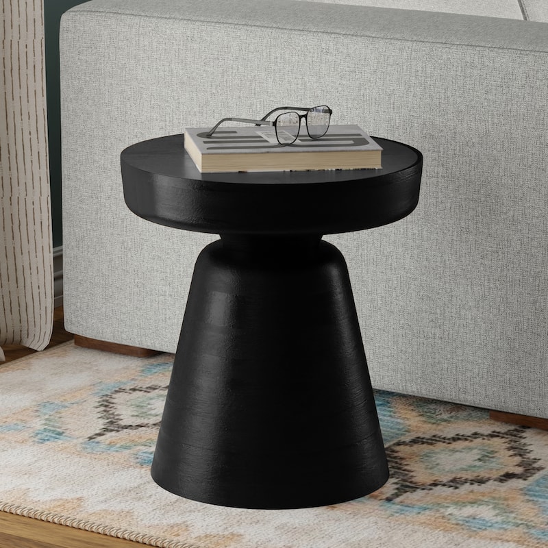 WYNDENHALL Krentz SOLID MANGO WOOD 16 inch Wide Round Contemporary Rustic Accent Table