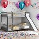 preview thumbnail 22 of 58, Twin Over Twin Bunk Bed with Slide,Ladder,Door,Safety Guardrails,Floor