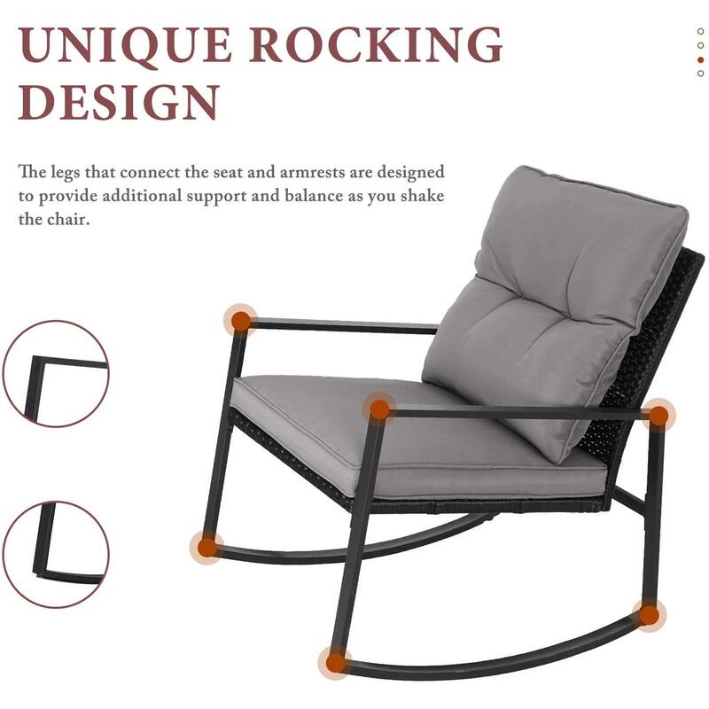 SUNCROWN Outdoor 3-piece Rocking Wicker Bistro Set