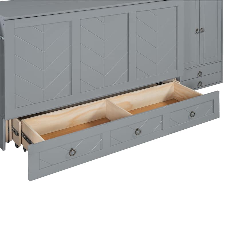 Queen Size Murphy Bed with USB Port, Little Wardrobes and Drawers