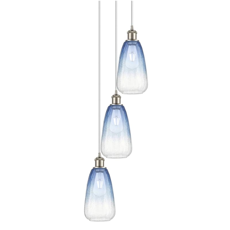 Innovations Lighting 113B-3P-40-13 Brookhaven Almond Pendant - Brushed Satin Nickel / Sapphire Blue