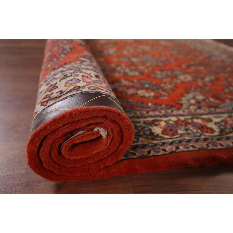 Orange Floral Sarouk Persian Area Rug Handmade Wool Carpet - 3'8"x 5'9"