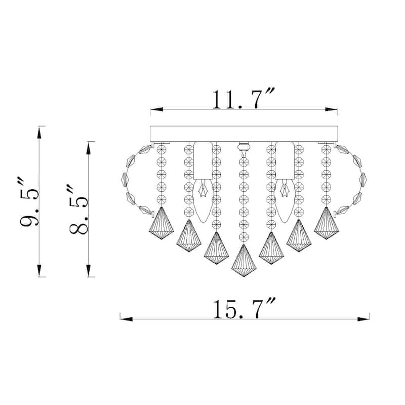 Gail 4-Light Metal & Crystal Shade Flush Mount