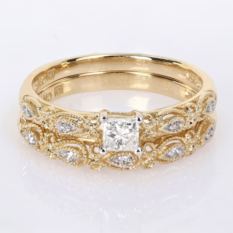 Miadora 1/3ct TDW Diamond Bridal Ring Set in 10k Yellow Gold