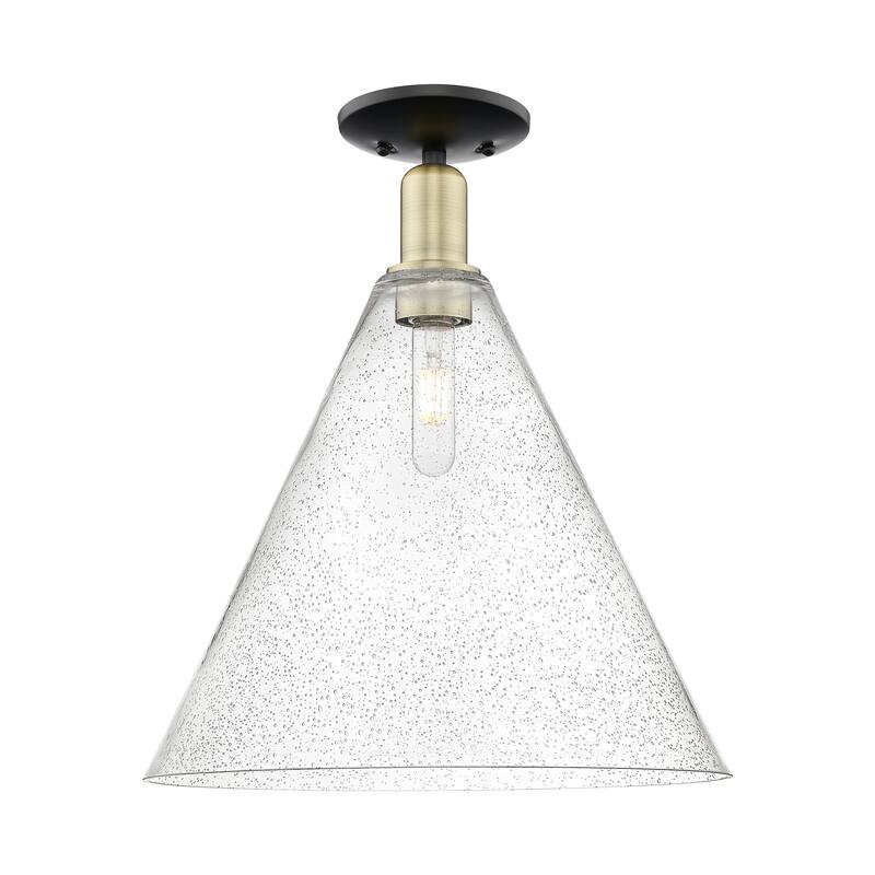 Innovations Lighting Endless Possibilities Arcadia - Berkshire Glass - 1 Light 16" Semi-Flush Mount - Black Antique Brass/Seedy