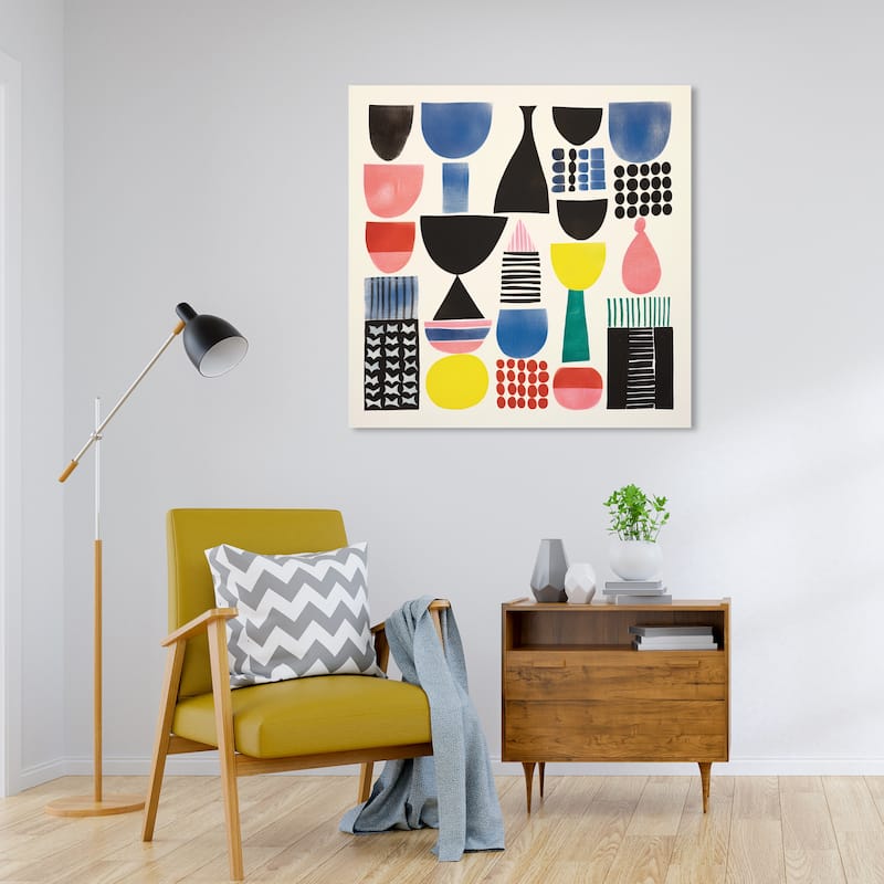 Wynwood Studio Canvas Abstract Drink Cups Abstract Black and Modern & Contemporary Wall Art Canvas Print - 30 x 30