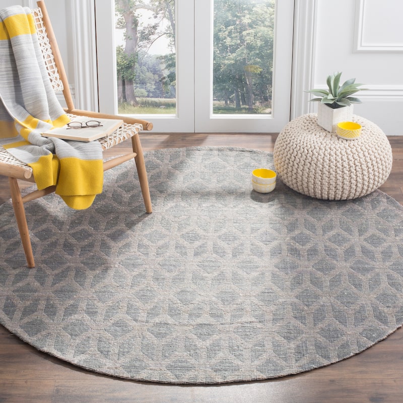 SAFAVIEH Handmade Cape Cod Zahava Coastal Jute Area Rug - 6' Round - Grey/Gold
