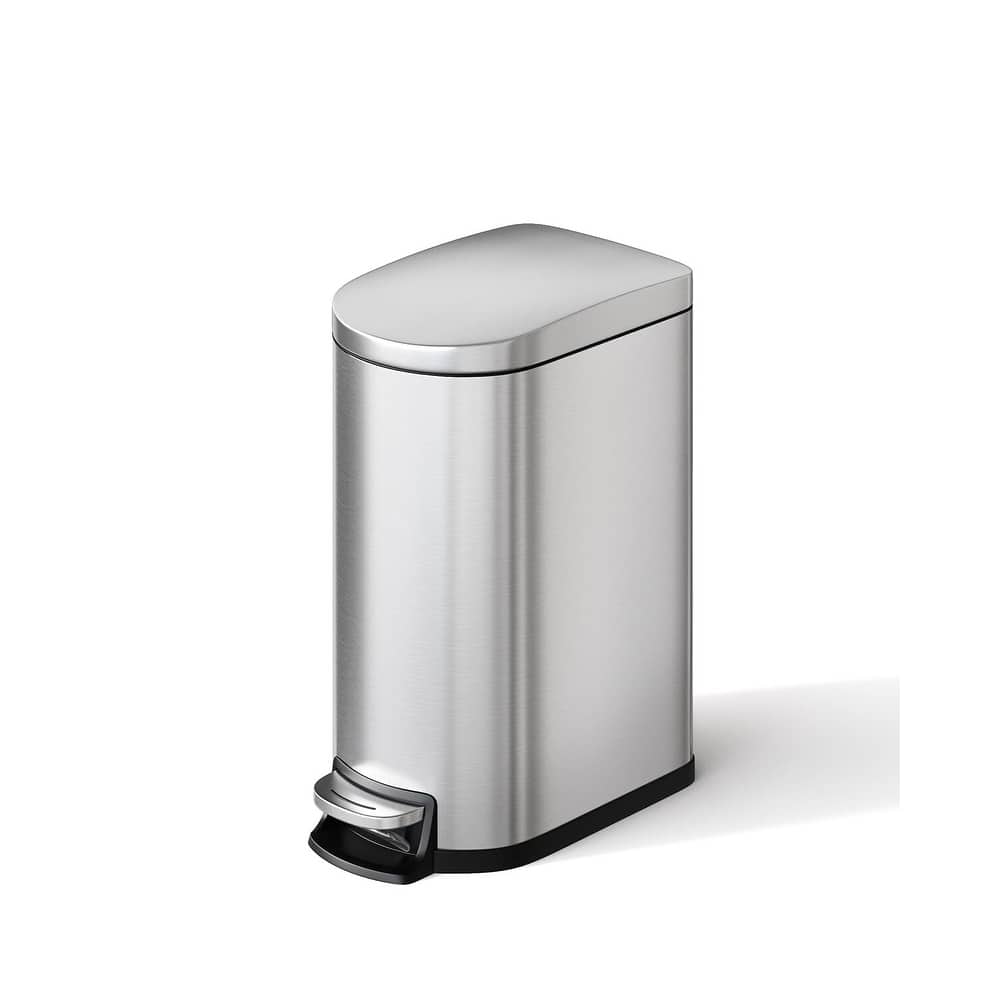 2.6 Gallon/10 Liter Slim Trash Can, Stainless Steel Garbage Bin with Removable Inner Bucket