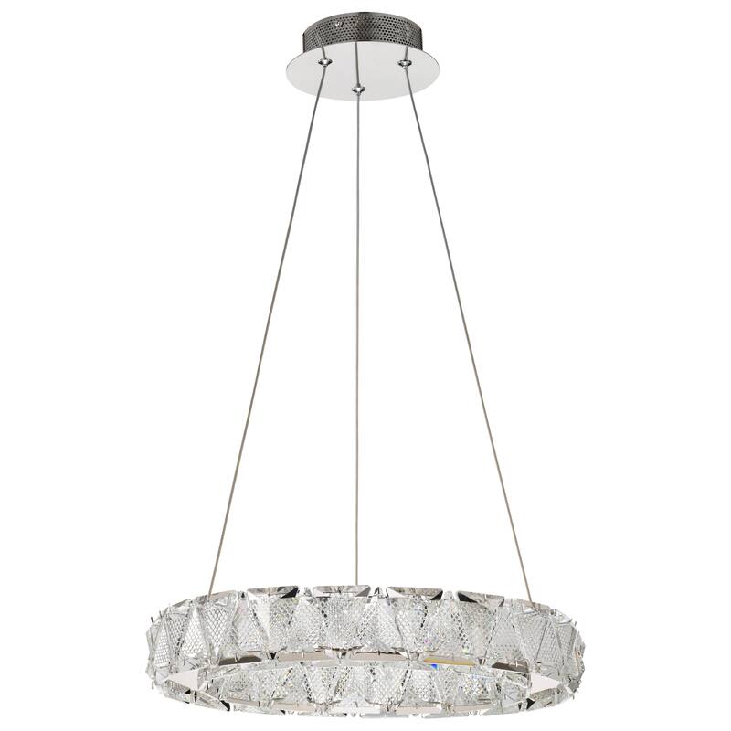 Asher LED 15 Inch Pendant Polished Nickel Finish K9 Crystal - Polished Nickel