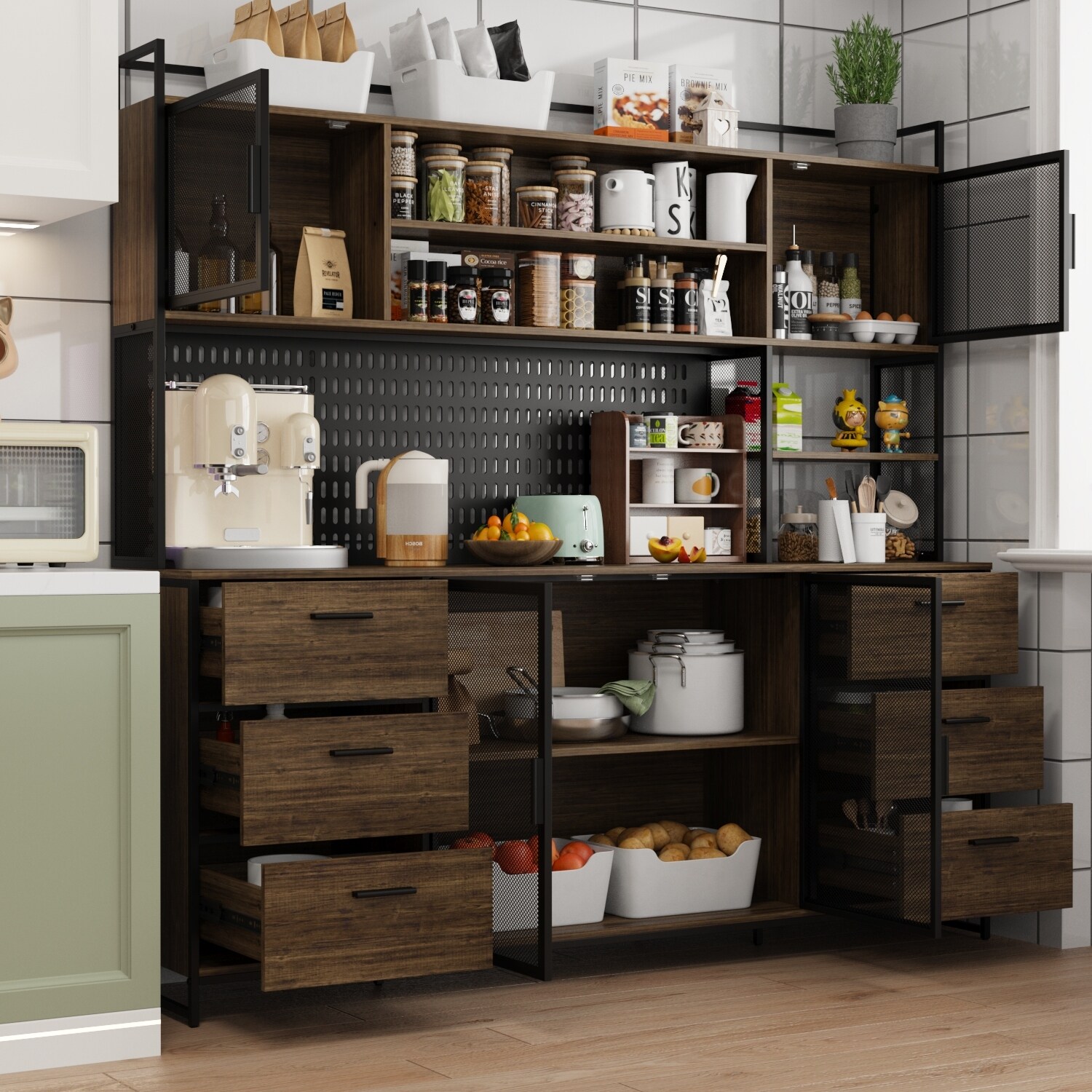 Metal kitchen hutch discount