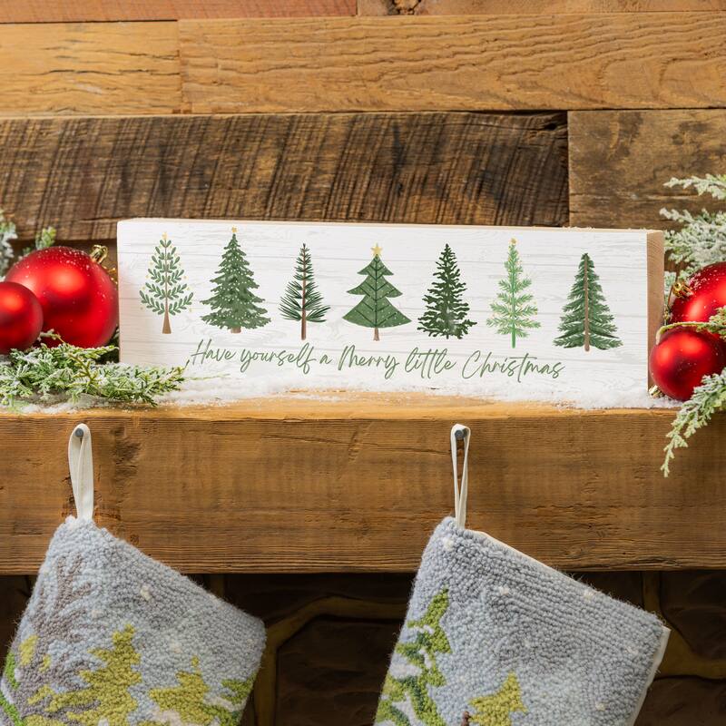 Shades of Green Mantel Sign - "Have Yourself A Merry Little Christmas" - 18" x 5" - Multicolor