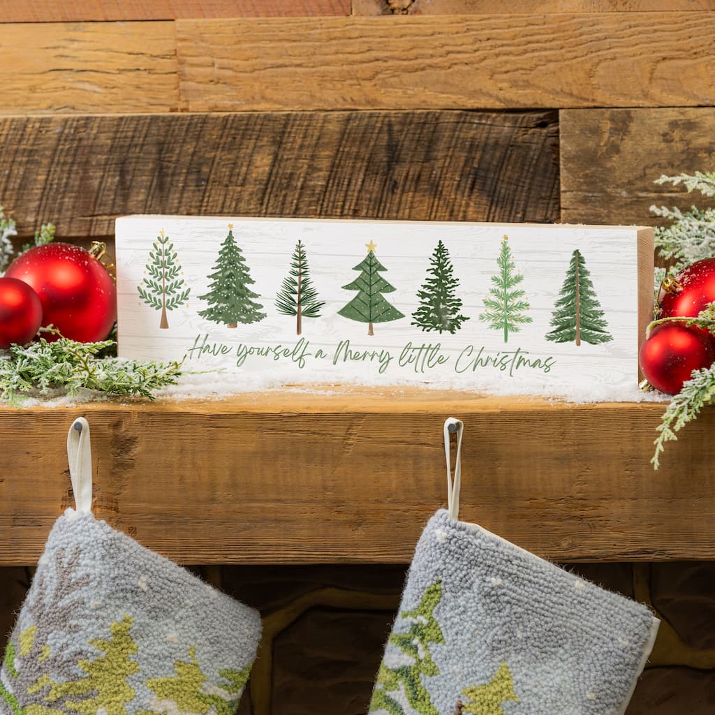 Shades of Green Mantel Sign - "Have Yourself A Merry Little Christmas" - 18" x 5" - Multicolor