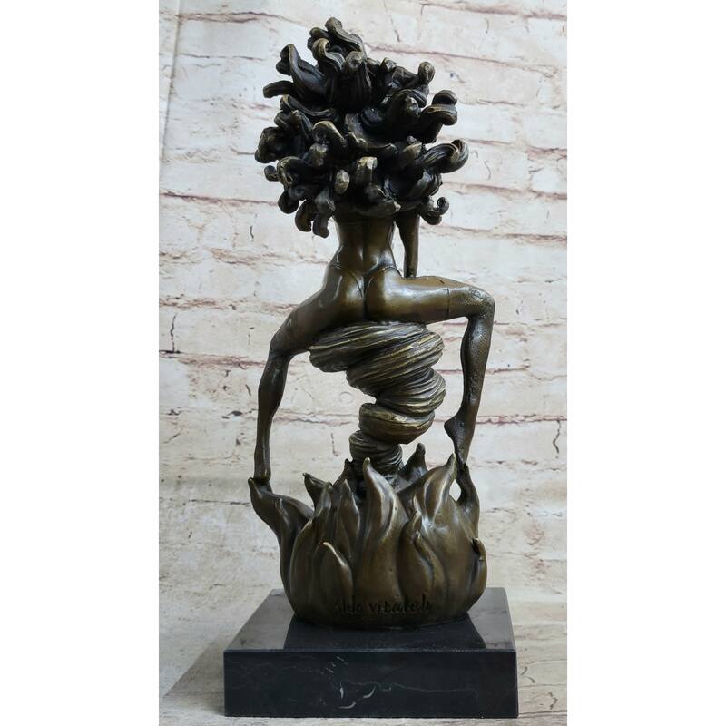 Handmade Sexy Medusa Bronze Sculpture Marble Statue By Aldo Vitaleh Figurine Figure