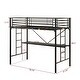 preview thumbnail 3 of 8, Twin Metal Loft Bed with Desk, Power Outlet and LED Lighted, Black