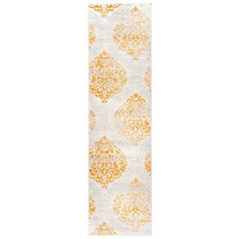 Porch & Den Pascuzzi Distressed Floral Damask Area Rug