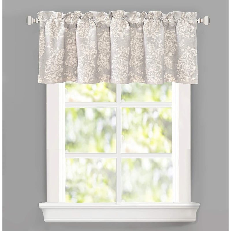 DriftAway Cathy Paisley Block Print Linen Textured Window Curtain Valance