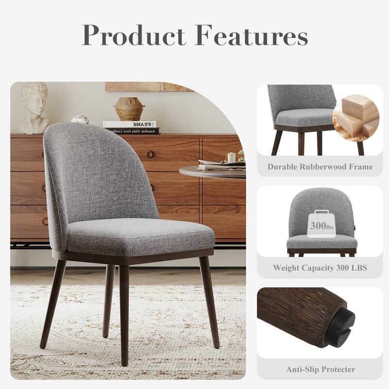 Upholstered Fabric Dining Chairs with Curved Backrest