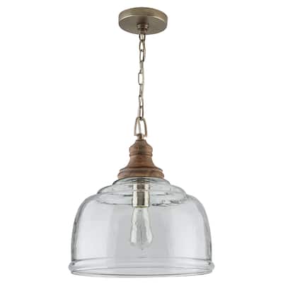 Julian 1-light Grey Wash & Iron Silk w/ Organic Rippled Glass