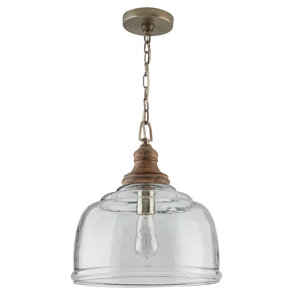 Julian 1-light Grey Wash & Iron Silk w/ Organic Rippled Glass