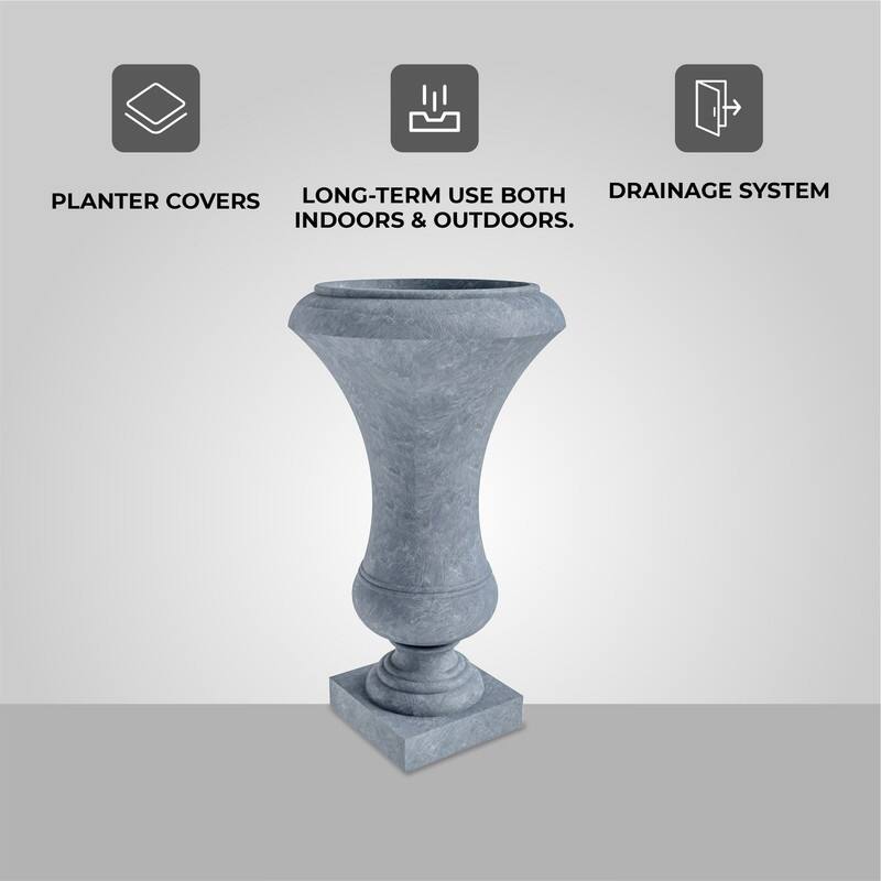 Daisy Modern Urn Fiberstone and MgO Clay Handcrafted Floor Planter with Drainage Holes for Indoor Outdoor Home Yard Patio Decor