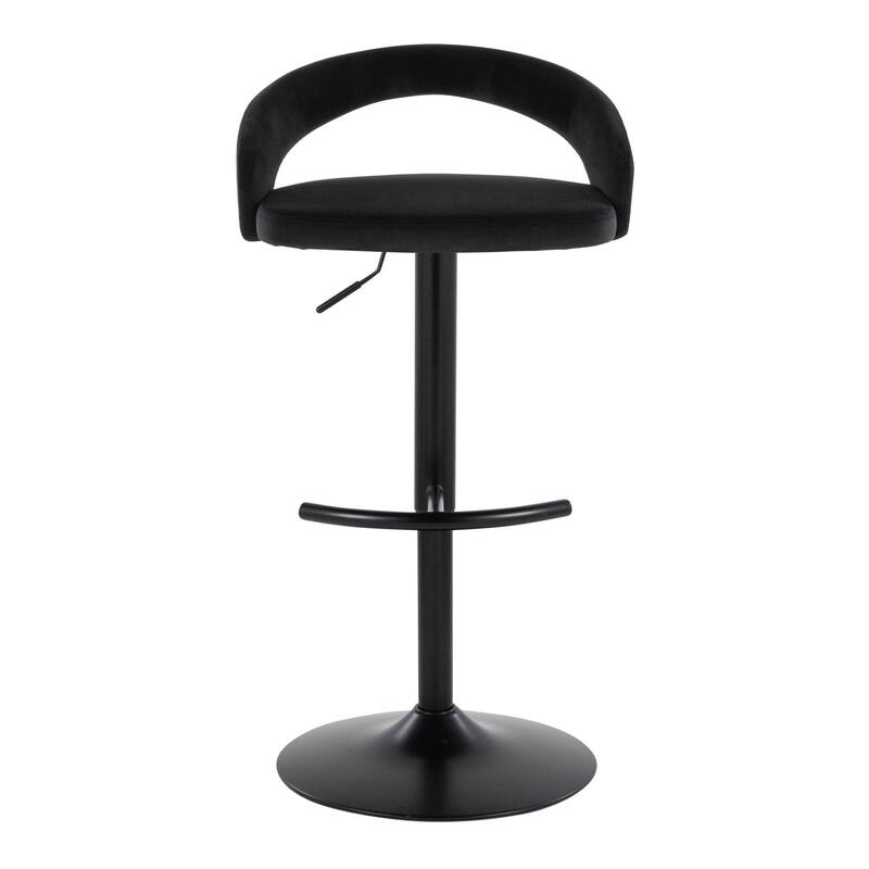 Grotto Upholstered Adjustable Barstool with Black Base