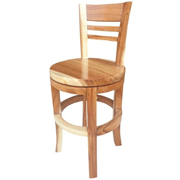 Chic Teak Suar Olympia Live Edge Counter Stool Chair With Swivel Seat Overstock 31859753