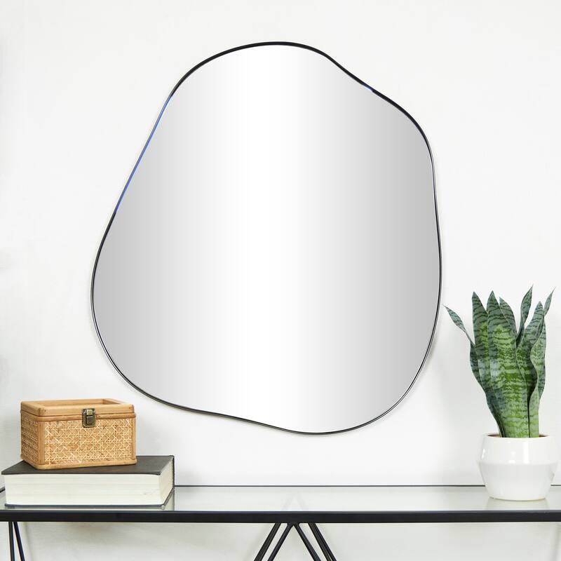 CosmoLiving by Cosmopolitan Black Metal Wavy Abstract Wall Mirror