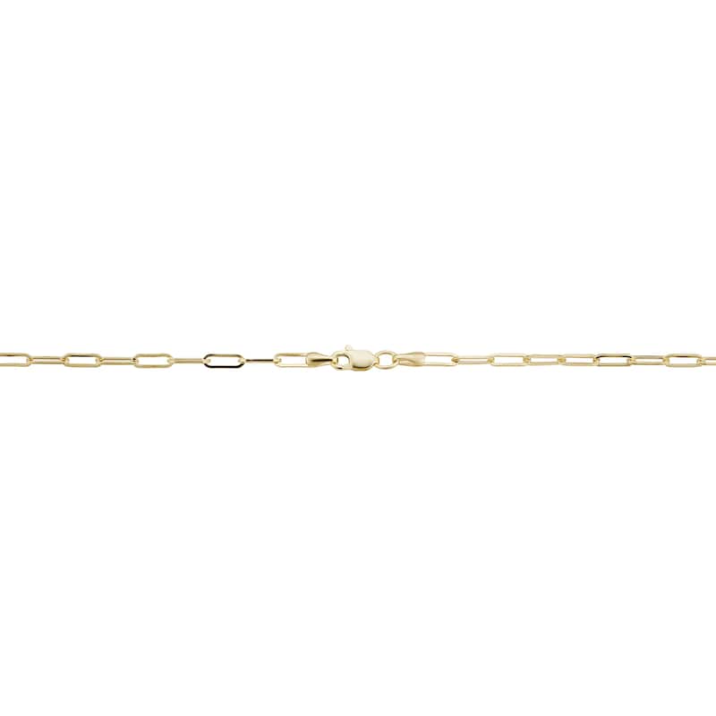 14k Yellow Gold 2.5 millimeter Polished Paperclip Link Chain Necklace