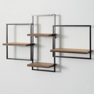 Sullivans Quadrate Open Wood Wall Shelf 20"H Black - 31"L x 6"W x 20"H