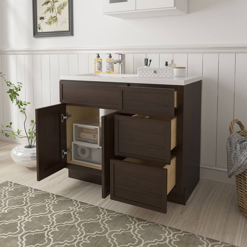 Vanity Art 39" Oak Freestanding Bathroom Vanity Cabinet without Top