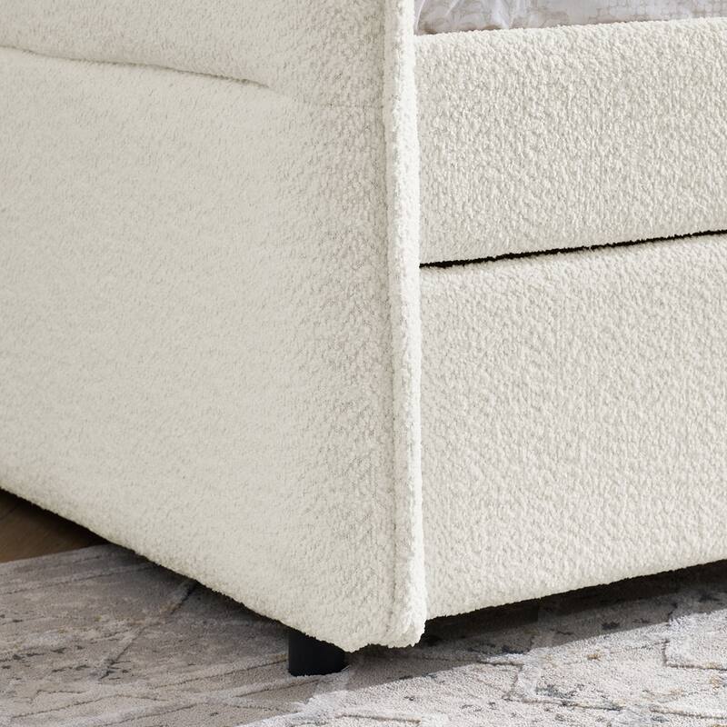 Daybed with Trundle Upholstered Tufted Sofa Bed