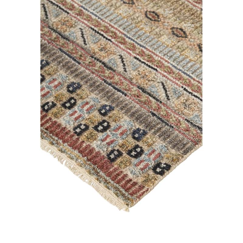Grand Bazaar Eckhart Hand Knotted Stripes Transitional Area Rug