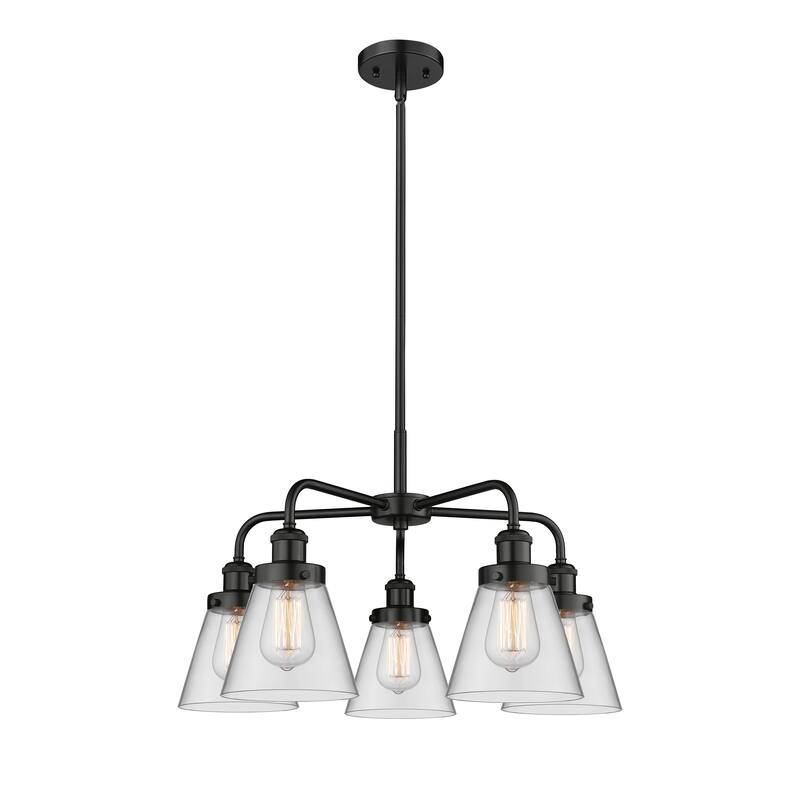 Innovations Lighting Cone - 5 Light 24" Stem Hung Chandelier - Clear/Matte Black