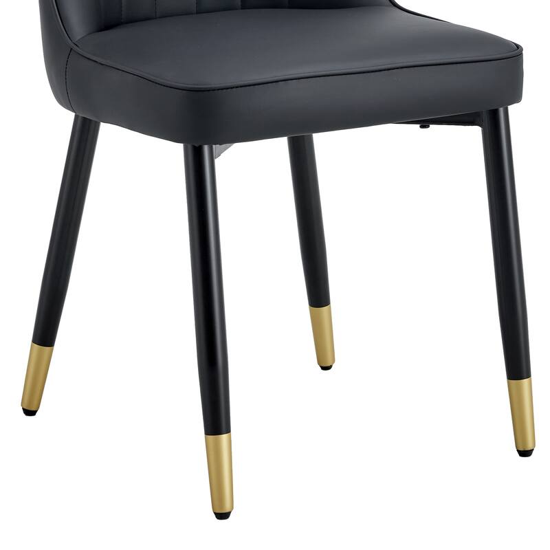 Simple Ergonomic Leather Dining Chairs Dining Table, Side Chairs with Metal Legs, Table & Chairs Set