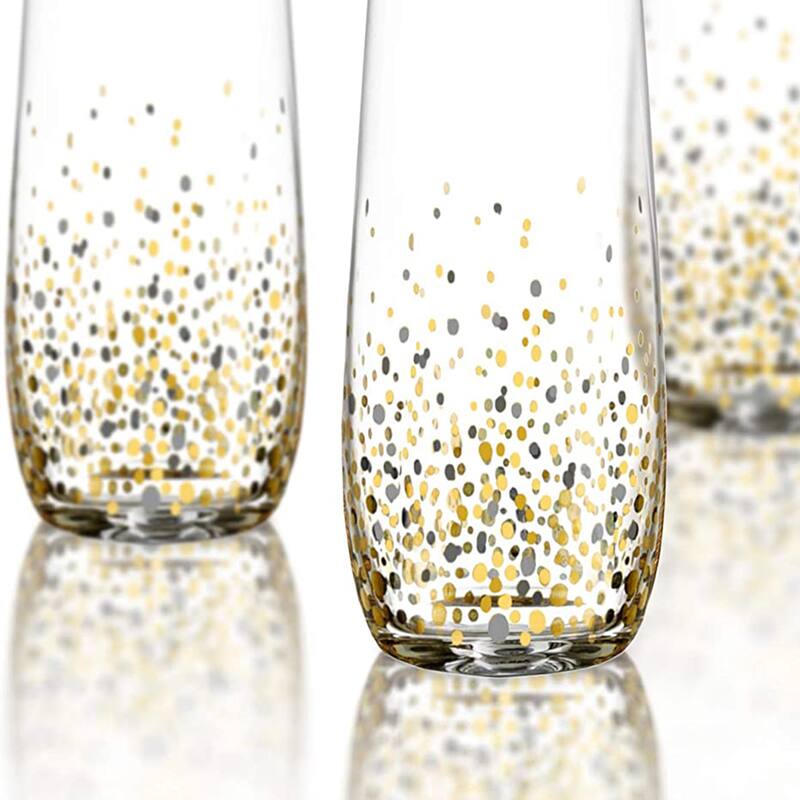 Fitz & Floyd Confetti Stemless Flute Glasses