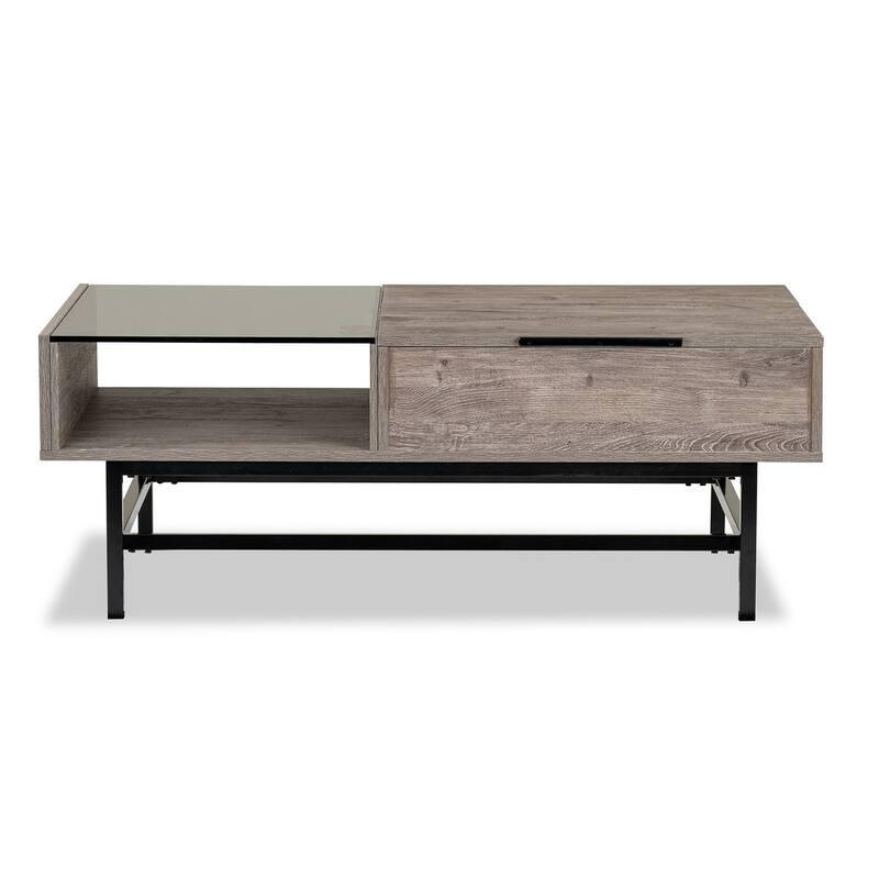 Magnussen Home Fenwick Whitetail Brown and Smoke Glass Rectangular Lift Top Cocktail Table - 48''W x 26''D x 18''H