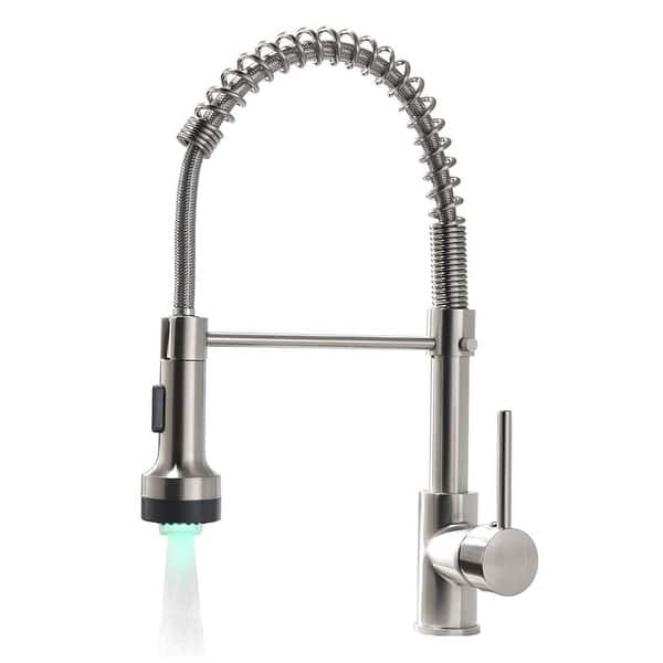 Brushed Nickel Pull Down Sprayer Single Handle Kitchen Faucet ...