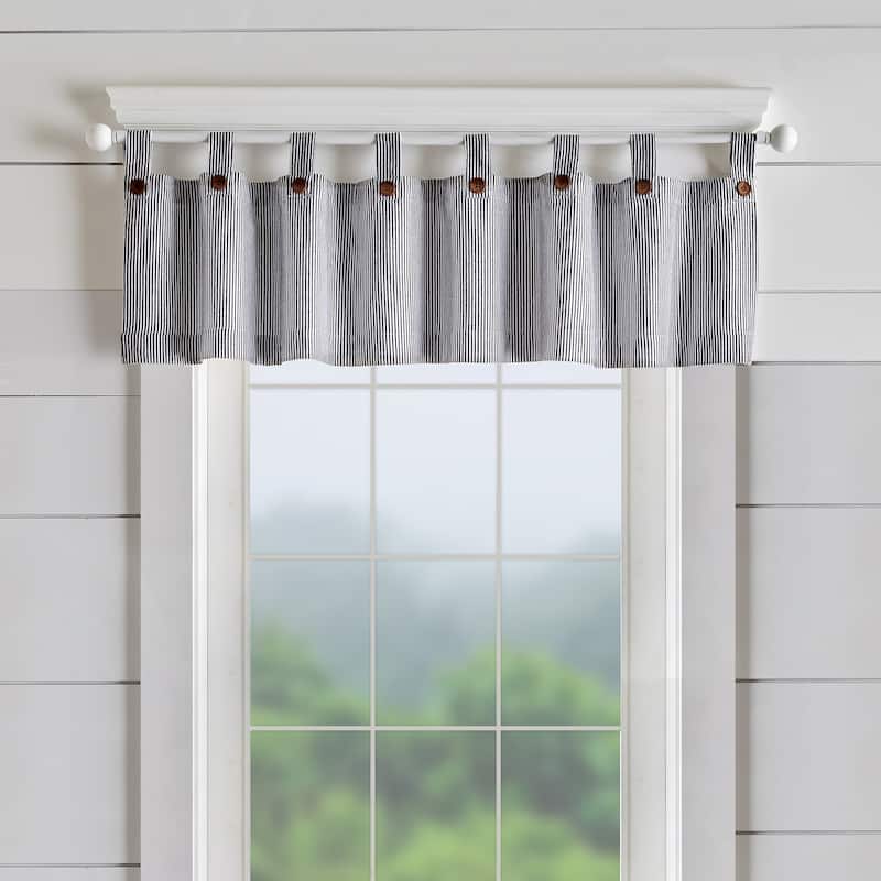 Tucker Ticking Stripe Kitchen Curtain Valance - 60"w x 15"l - 60"w x 15"l - Black