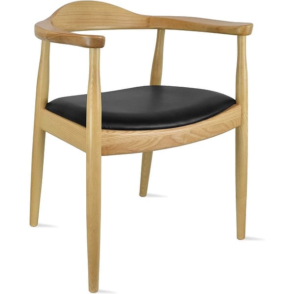 2xhome Natural Solid Real Oak Wood Pu Leather Cushion Seat Kennedy Chair Armchair Dining Hans Wegner Style Overstock 16692897