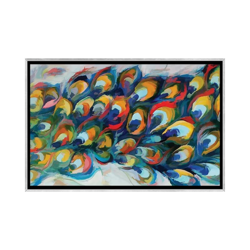 iCanvas "Peacock Tail" by Angel Estevez Framed