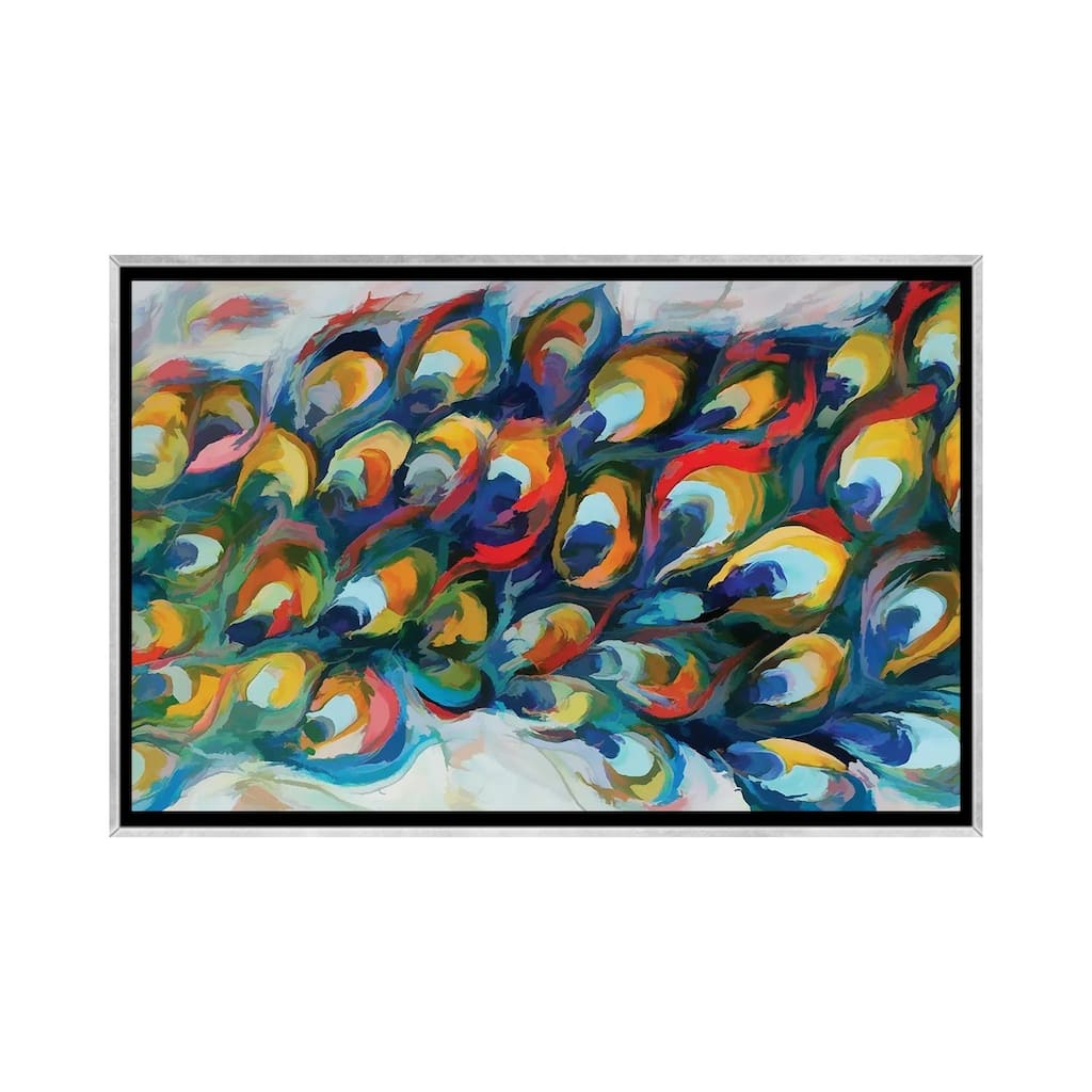 iCanvas "Peacock Tail" by Angel Estevez Framed