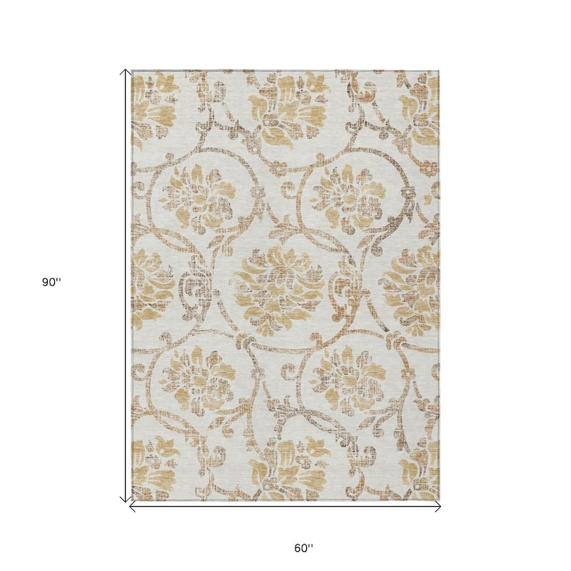 HomeRoots Floral Traditional Rectangle Outdoor Rug