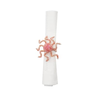 Beaded Coral Octopus Napkin Ring Set of 6 - Set of 6