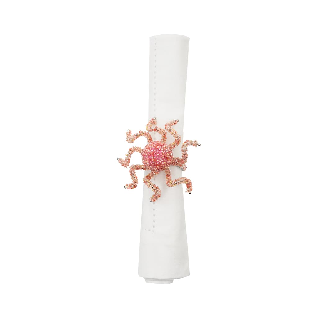 Beaded Coral Octopus Napkin Ring Set of 6 - Set of 6